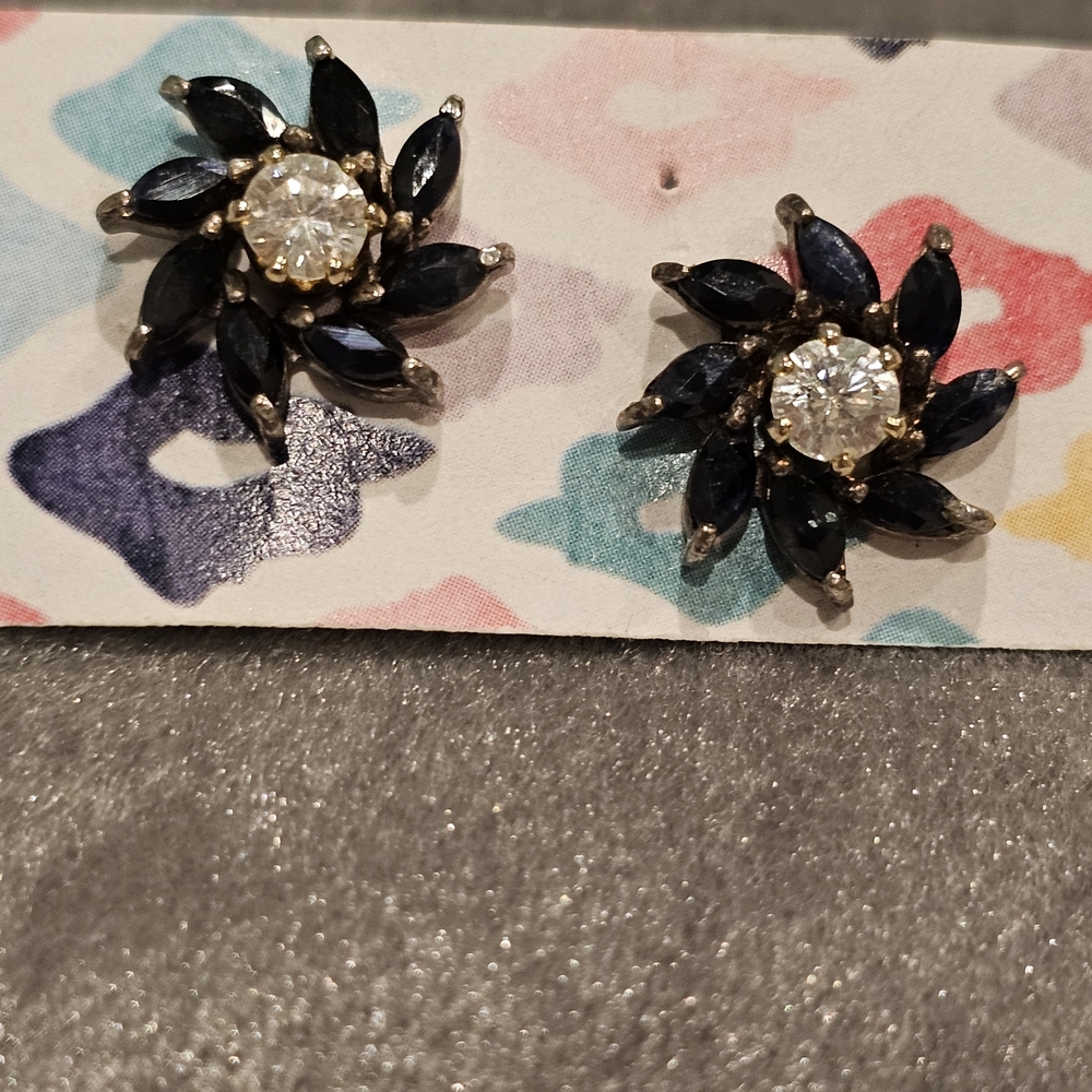 Stunning Black and Silver Floral Earrings